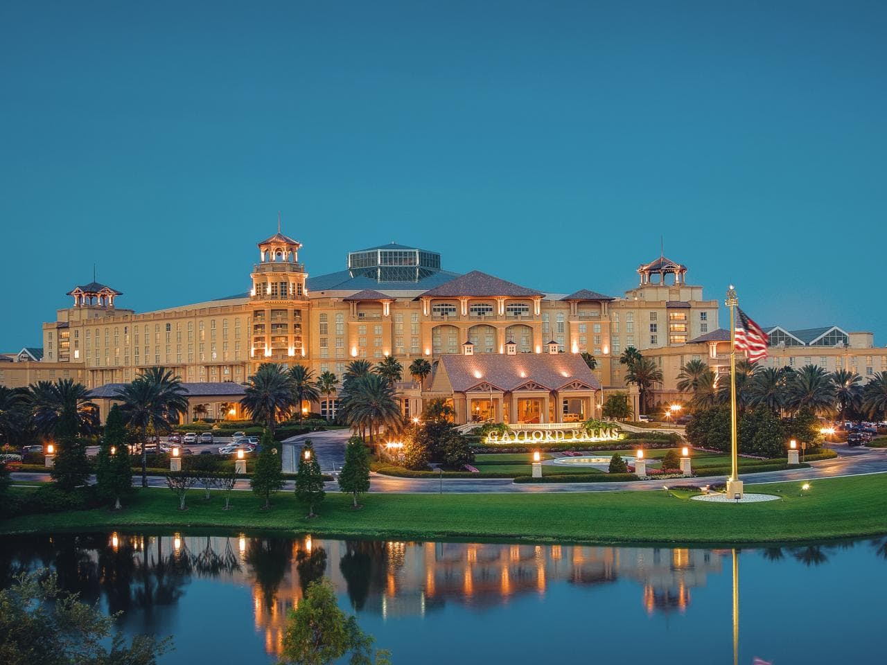 Gaylord Palms resort at night